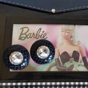 80s Crystal Rivoli Large Button Earrings